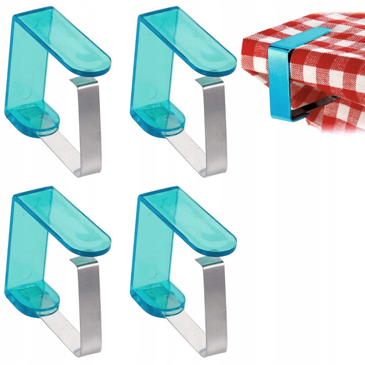 Clipsuri Pentru Fata De Masa, OPENHOME, Set 4 Bucati, Puternice Si Usoare, Metalice, Tin Fata De Masa Fixata, Pentru Gradina Si Casa, Montaj Usor, Rezistente La Vant, Pentru Terasa Si Masa, 5 x 4 cm