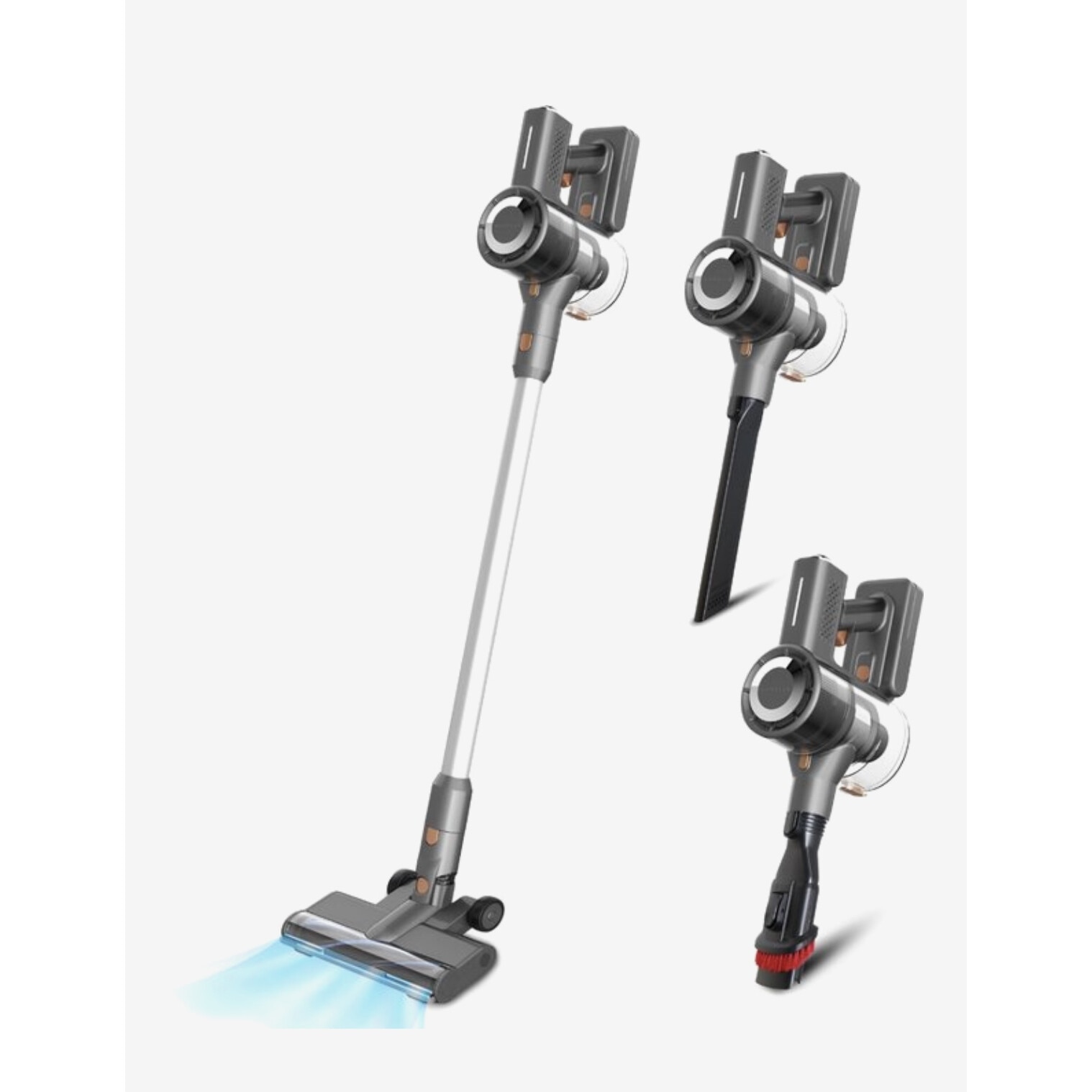 Homelle Stick Aspirator Wireless 250 Watt - 4 atasamente diferite - Aspirator fara fir - Gri mat - Aspirator de mana - Fara sac - Aspirator de mana