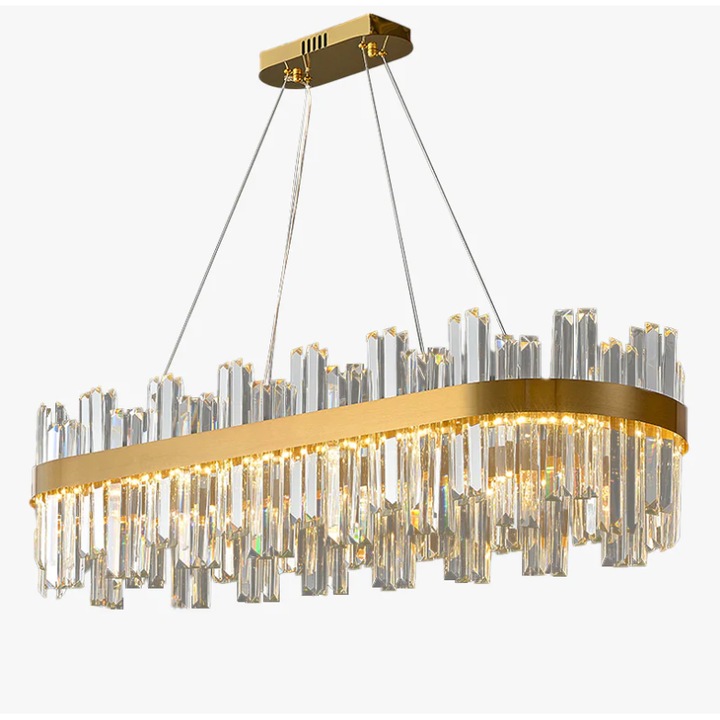 Candelabru echipat cu LED, Chloe Long M, 80W, tricolor, decoruri cristal, 80x40x25cm