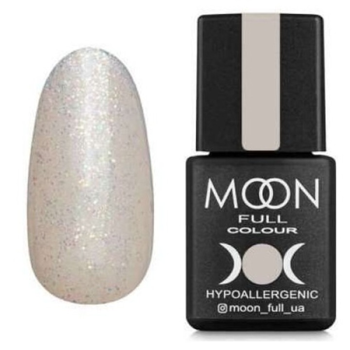 MOON Full 502 хибриден лак за нокти, прозрачен със сребрист блясък, 8мл