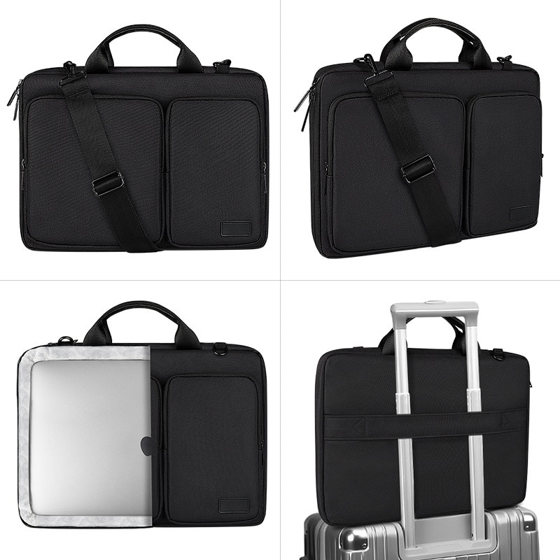 Geanta pentru laptop, impermeabila, robusta si durabila, 15.6inch, captuseala interioara ingrosata, deschidere laterala, protectie 360°, capacitate mare, compartimente multiple
