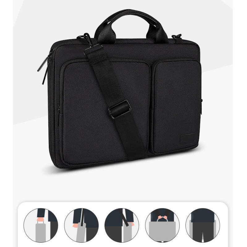 Geanta pentru laptop, impermeabila, robusta si durabila, 15.6inch, captuseala interioara ingrosata, deschidere laterala, protectie 360°, capacitate mare, compartimente multiple