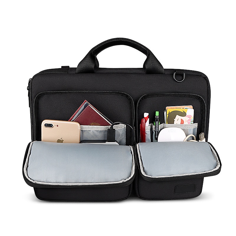 Geanta pentru laptop, impermeabila, robusta si durabila, 15.6inch, captuseala interioara ingrosata, deschidere laterala, protectie 360°, capacitate mare, compartimente multiple