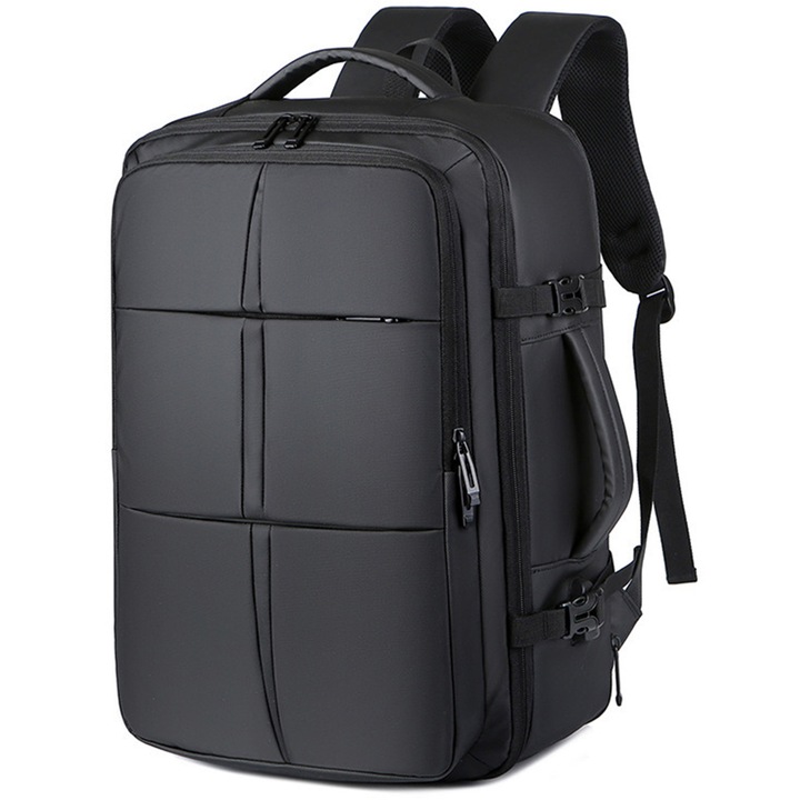 Rucsac laptop, 17.3”, multifunctional, din material special rezistent, pentru calatorii, business, expandabil pana la 40 l, dimensiuni 46x31x28cm, impermeabil, port USB, spate ventilat, rezistent la zgarieturi, compartiment incaltaminte, Negru, OptimStar®