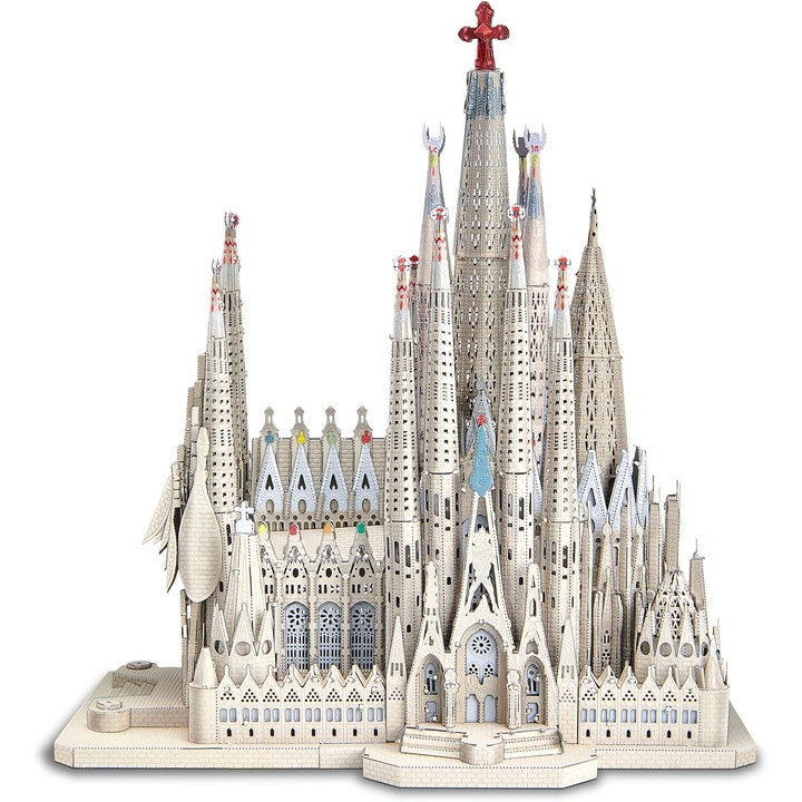 Puzzle 3D, La Sagrada Familia, Piececool, Fém, 450 darab