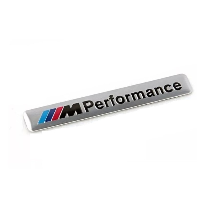 Emblema auto tuning M Performance, aluminiu, argintiu , 8.5x1.1cm