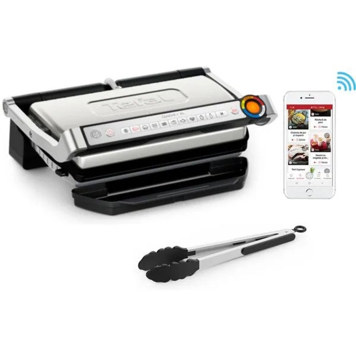 Електрическа скара TEFAL OptiGrill+ XL GC728D10, 2000W, 9 автоматични програми, сребристо-черна