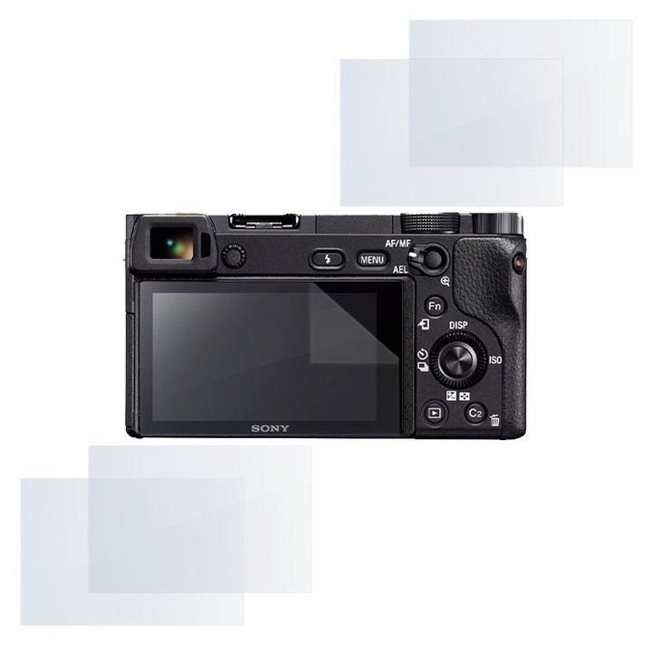 Set protectie compatibil cu Sony A6600, COMANDO Focus Shield, 4 Folii de Silicon Rezistente pentru Ecran, Anti-Reflexie, Anti-zgarieturi, Proprietati Regenerabile, Protectie Anti-Amprente, Aplicare usoara, Transparent