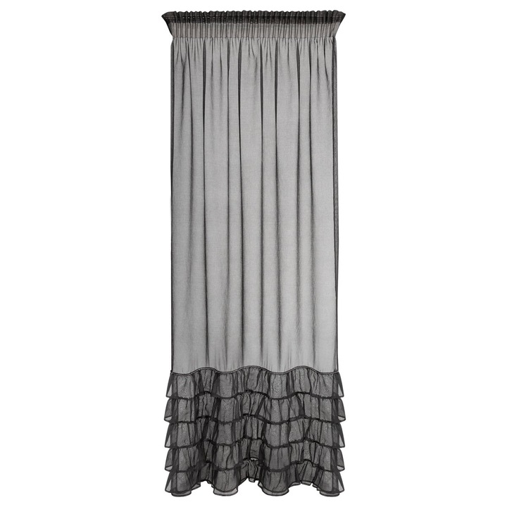 Függöny CARLI 140 x 270 cm Reneszánsz fodrokkal Eurofirany fekete