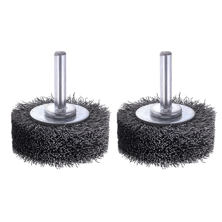 Set 2 perii de sarma pentru indepartarea vopselei/ruginii, Yakumuz, 2", otel carbon, 1/4", 20000 rpm