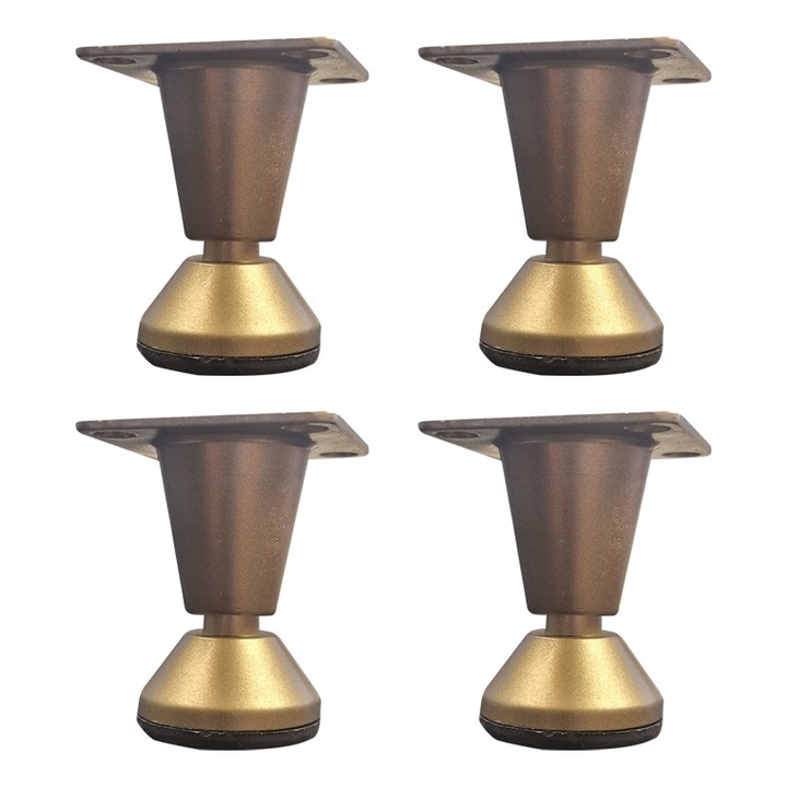 Picior mobila din metal, reglabil, saten, 5 cm, 4 buc / set