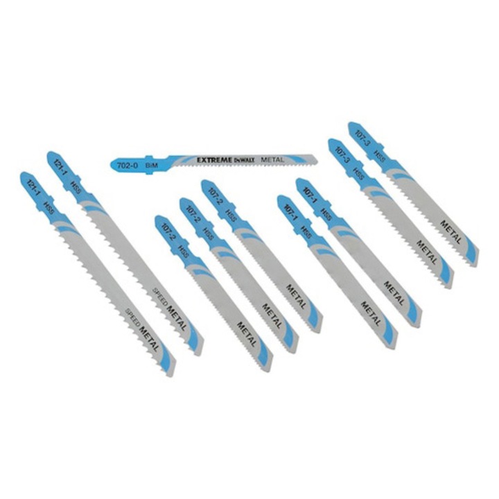 Set mixt 10 panze fierastrau pendular taiere metal DeWALT DT2292, Xpc, panze de inalta performanta pentru control si precizie optima, rezistenta sporita a lamei si dintilor, corp din otel premium pentru durata de viata lunga