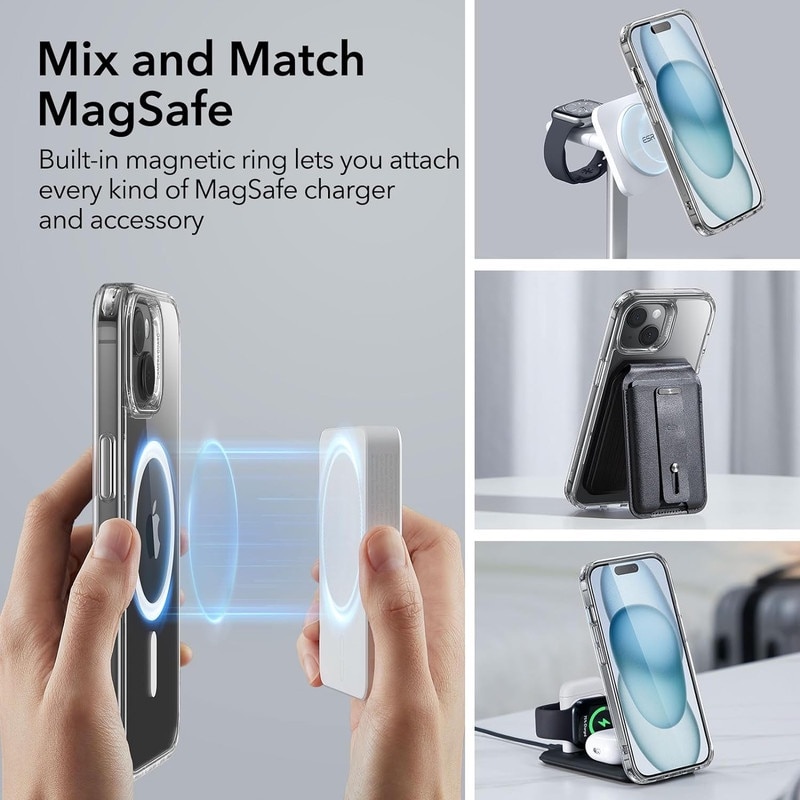 Husa compatibila cu iPhone 15, compatibila cu MagSafe, TPU Magnetic Case, Transparenta