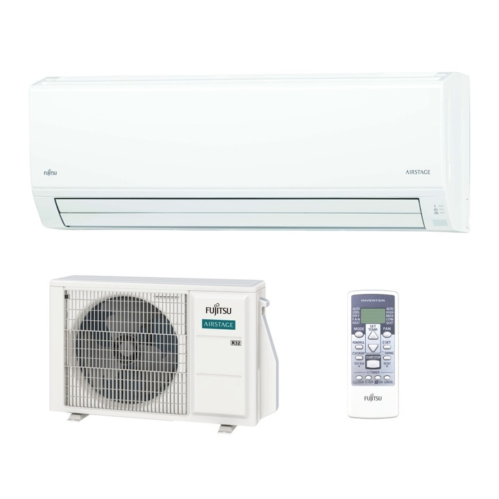 Aparat de aer conditionat Fujitsu ASEG18KLCA / AOEG18KLCA, Inverter 18000 Btu, clasa energetica A++, design compact si elegant, functionare silentioasa, R32