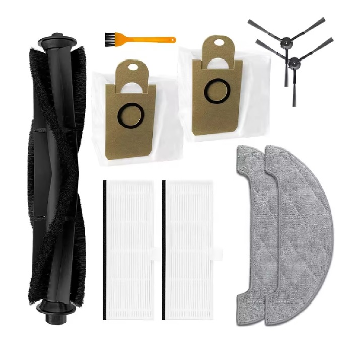 Set accesorii PAA-home®, compatibil cu aspiratoarele Imou L11 si L11 Pro/ Honiture Q6 Pro /LaResar L6 Pro/ Airrobo T10+/ Arnagar S8PRO/Neato NoMo N2/ Imilab V1, 2 filtre, 2 perii laterale negre, 1 perie centrala, 2 lavete microfibra si 2 saci praf