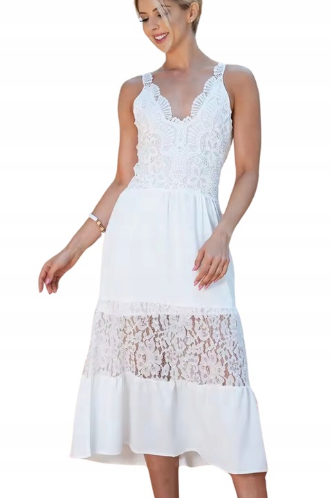 Дамска рокля, Elcante, Текстил, Бяла, 2XL INTL