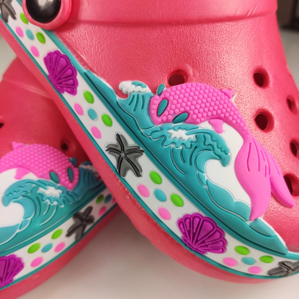 Slapi tip crocs pentru copii, Forol, model marin, EVA, rosu, 32
