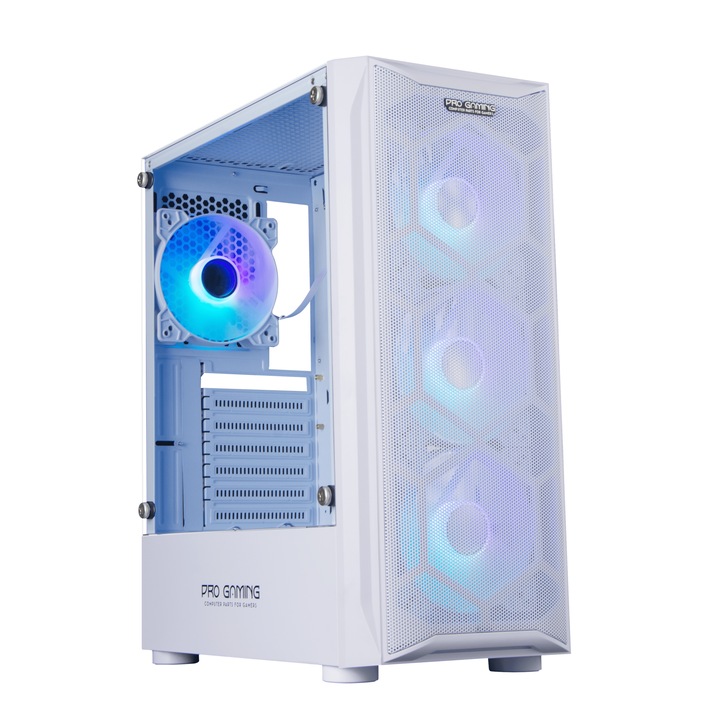 Кутия Pro Gaming Diamond White, Middle Tower, ATX, без захранване, ARGB контролер