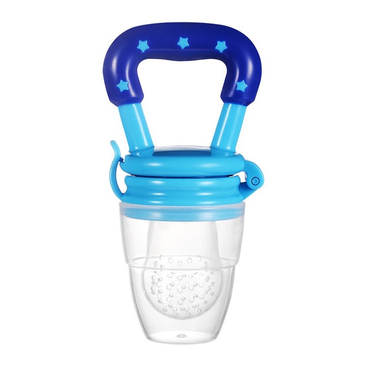 Babaetető eszköz, Commando Kids, zöldségekhez és gyümölcsökhöz, puha élelmiszer-szilikon, csúszásmentes fogantyú, könnyen mosható, kék