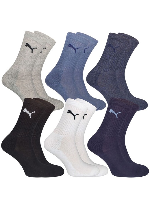 Комплект от 6 чифта дълги чорапи Puma, памук/полиамид, многоцветни, 27-30 EU