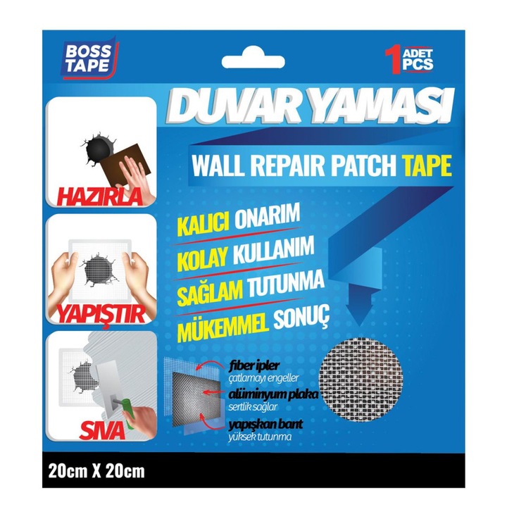 Banda tip petice pentru repararea peretelui, 20 x 20cm