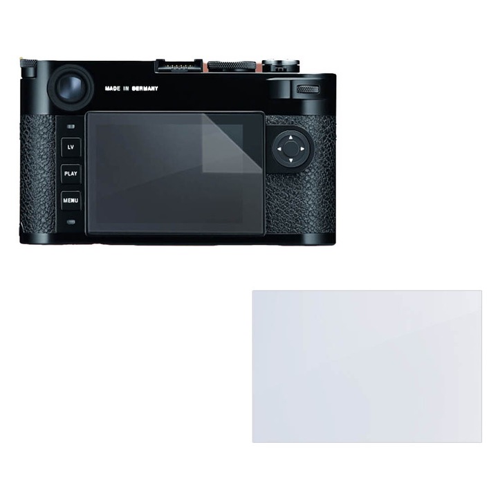 Set protectie compatibil cu Leica M10-R, COMANDO Focus Shield, 1 Folie de Silicon Rezistenta pentru Ecran, Anti-Reflexie, Anti-zgarieturi, Proprietati Regenerabile, Protectie Anti-Amprente, Aplicare usoara, Transparent