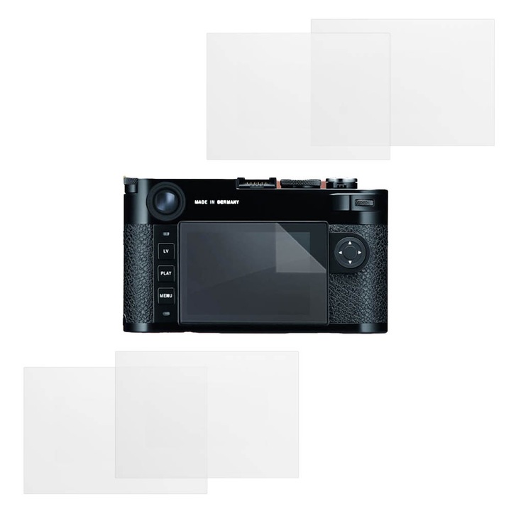 Set protectie compatibil cu Leica M10-R, COMANDO Focus Shield, 4 Folii de Silicon Rezistente pentru Ecran, Anti-Reflexie, Anti-zgarieturi, Proprietati Regenerabile, Protectie Anti-Amprente, Aplicare usoara, Gri Transparent