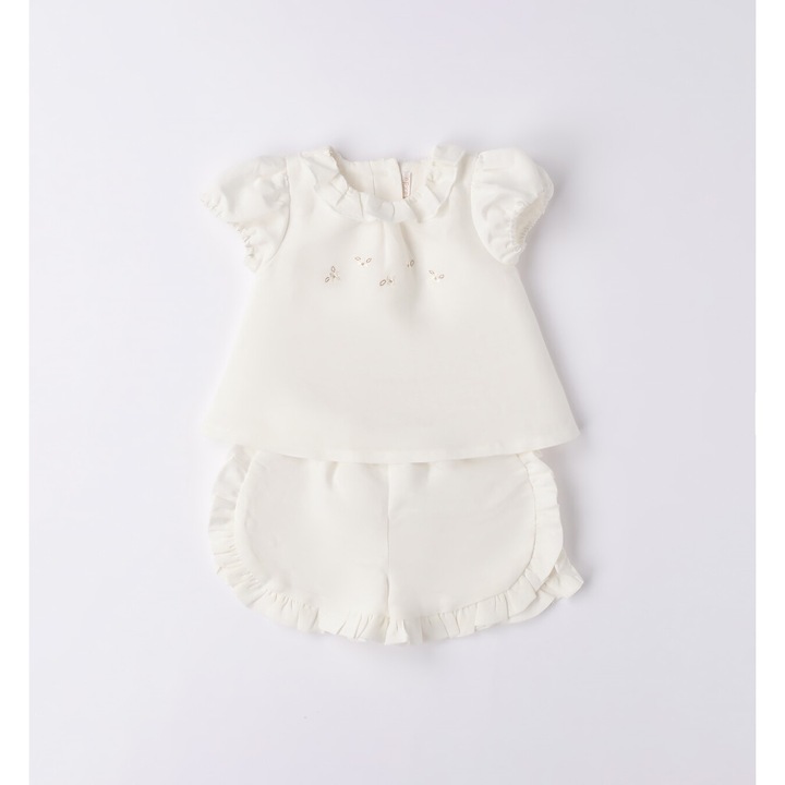 Compleu tricou si bermude pentru fetite, Minibanda, 3.6754, Alb