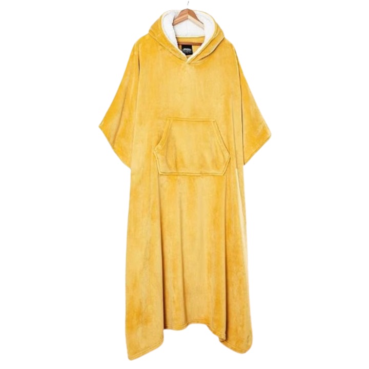 Hanorac supradimensionat, CityComfort, unisex, tip patura, cu captuseala moale, galben