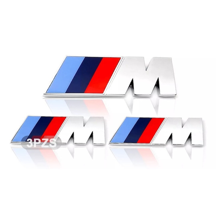Set Embleme Auto BMW M Power, multicolor, 8.3x3.2cm/5.4x2.0cm