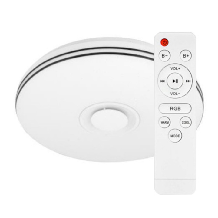 Plafon LED Led Erik, bluetooth, pilot IR, multicolor, O50x7,5cm