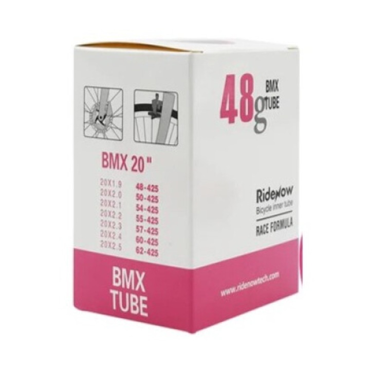 Camera Bicicleta RideNow, Bmx, Material: TPU, Compatibilitate diametru roata BMX 20/1.9-2.5, Greutate: 48 g, Lungime valva: 42 mm