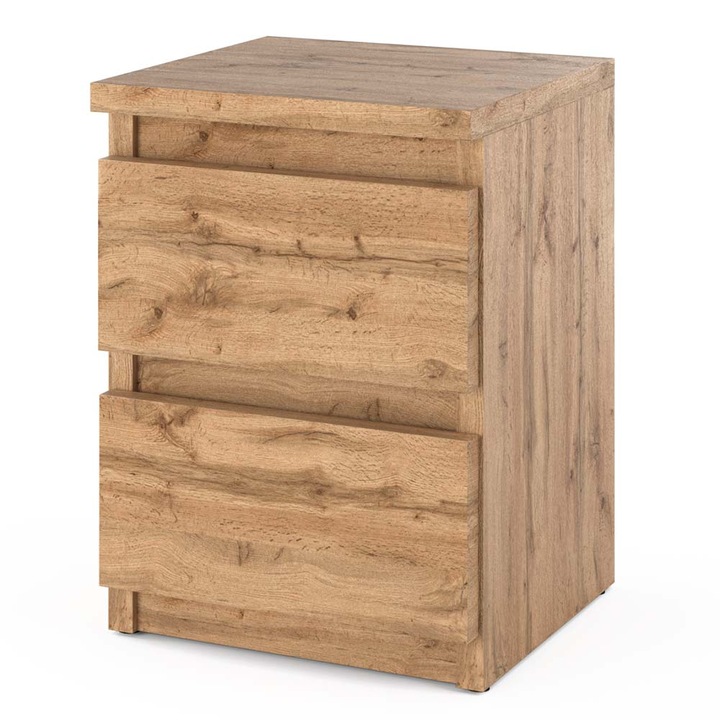 Noptiera, Stiv-Meble, HIT, SZNH_WOWO, 30x30x40 cm, 2 Sertare, Prelucrare de inalta calitate, Atentie la detalii, Constructie robusta, Tip de mobilier: in picioare, 2 Sertare, Asamblare: mobilier neasamblat, PAL, Wotan