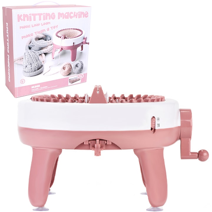 Masina tricotat, cu 3 pozitii reglare densitate fir, reglator tensiune fir, tricotat liniar si circular, gherghef, cu 40 de ace, multiple accesorii, pentru adulti si copii, DIY, pentru caciuli, manusi, sosete, fulare, pulovere, OptimStar®