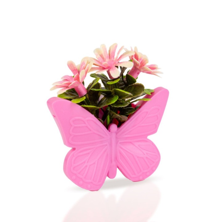 Dekor műnövény mágnessel, Pink Butterfly modellel