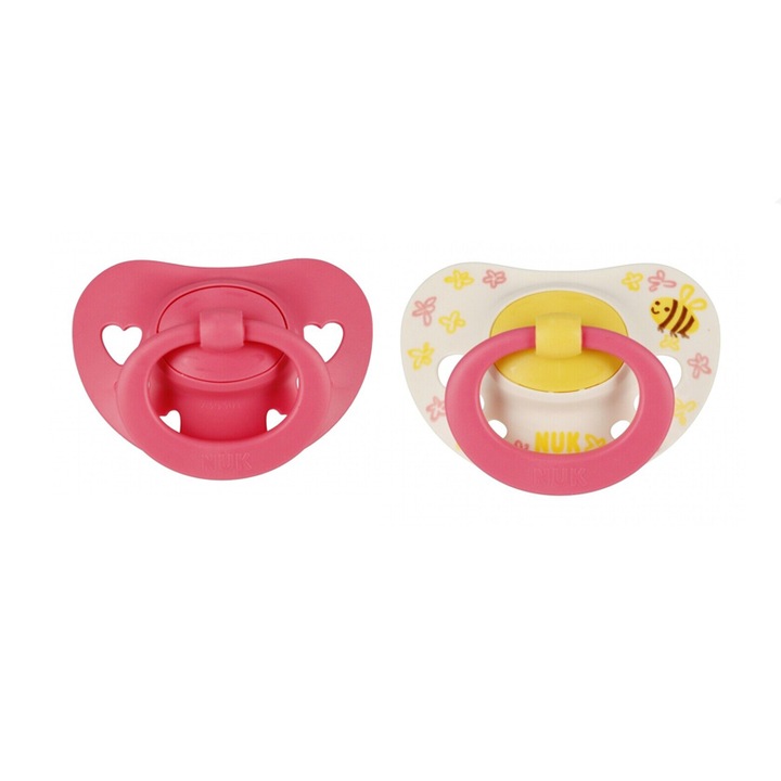 Комплект от 2 ортодонтски биберона, силиконови, 18-36 месеца Nuk Signature 10739696R, розов, 6-9 месеца 9-12 месеца 14+