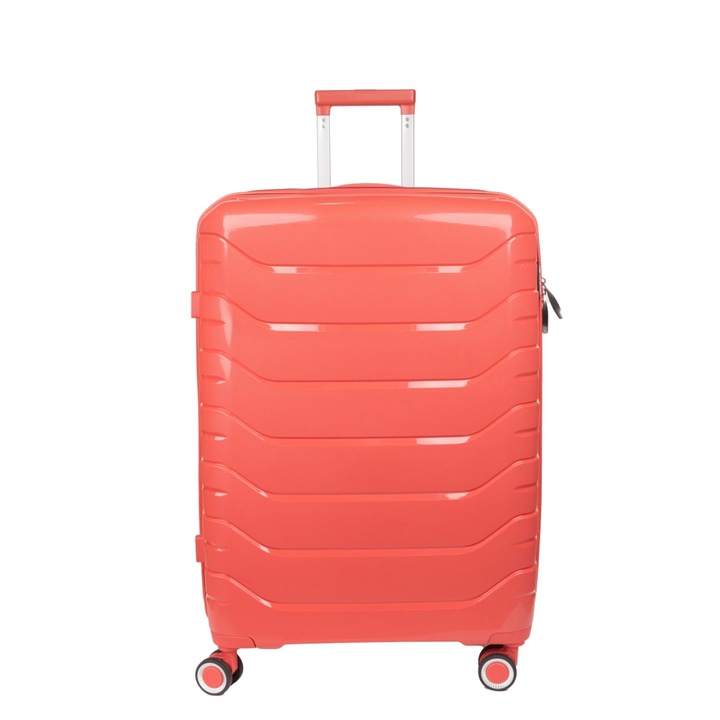 Куфар, M, StowAway, Naimeed D5969, 4 двойни колела, подвижни на 360 градуса, PP, кодова ключалка, Червен, 39x22x51cm