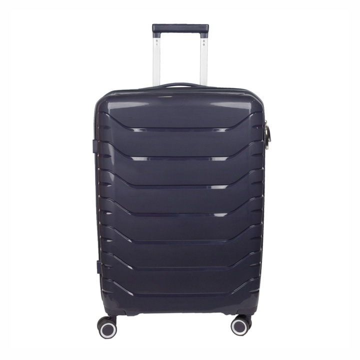 Куфар, L, StowAway, Naimeed D5968, 4 двойни колела, подвижни на 360 градуса, PP, кодова ключалка, тъмно лилав, 44x26x61см