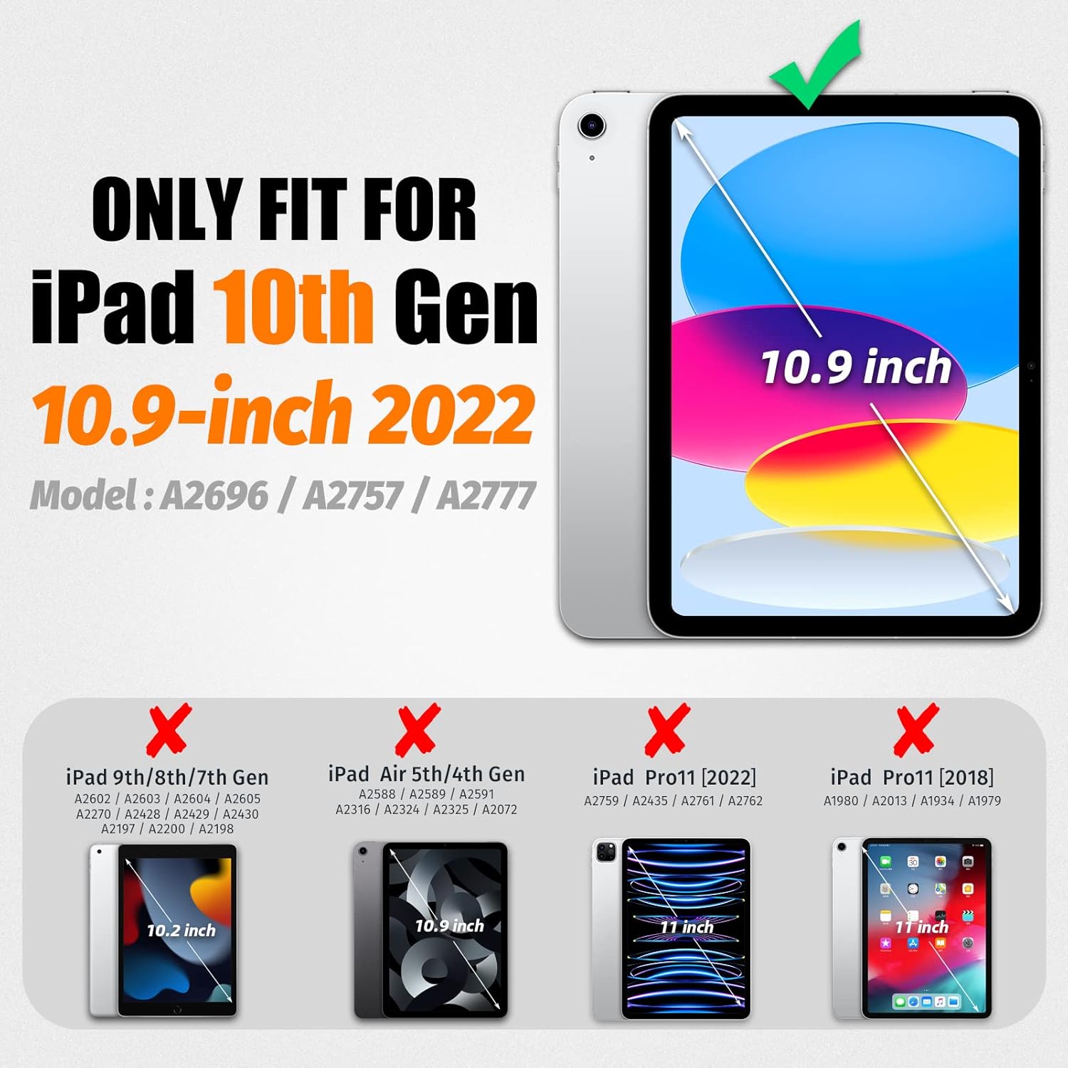 Husa Pentru iPad 10 Generatie De 10,9 inchi 2022, Rezistenta La Socuri, Cu Stilou Optic Universal (Nereincarcabil), Protectie Pentru ecran, Suport Rotativ, Curea De Umar, Negru