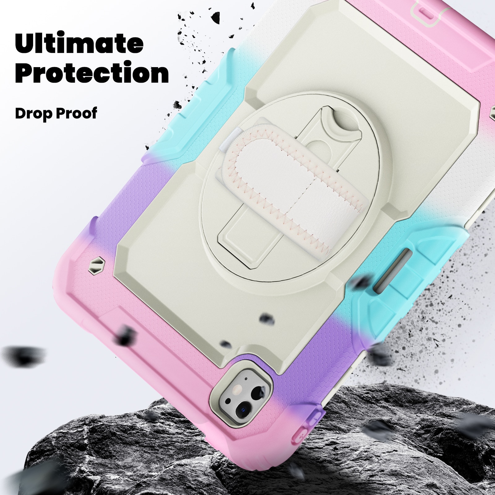 Husa Pentru iPad Pro 11 inch 2024 M4 Versiunea 5 Generatie Cu Stilou (Nereincarcabil) Protector De Ecran incorporat, Suport Rotativ La 360°, Curea De Umar Reglabila, Roz