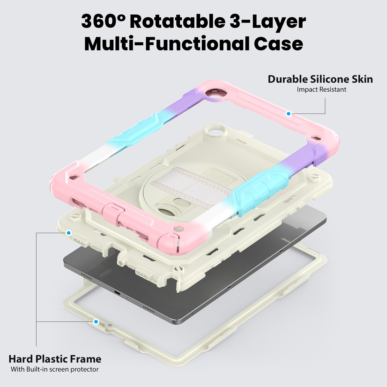 Husa Pentru Samsung Galaxy Tab A9+/ A9 Plus 11 inch 2023 (SM-X210/X216/X218), Cu Stilou Optic Universal (Nereincarcabil), Protectie Pentru Ecran/Curea De Mana/Suport Stilou, Rezistenta La Socuri, Roz