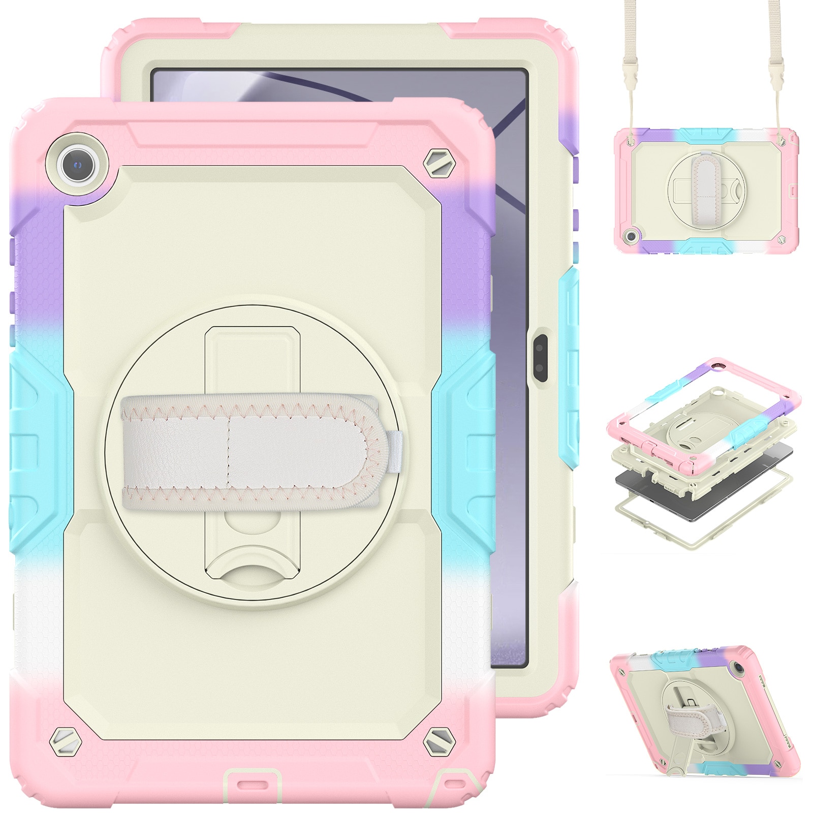 Husa Pentru Samsung Galaxy Tab A9+/ A9 Plus 11 inch 2023 (SM-X210/X216/X218), Cu Stilou Optic Universal (Nereincarcabil), Protectie Pentru Ecran/Curea De Mana/Suport Stilou, Rezistenta La Socuri, Roz
