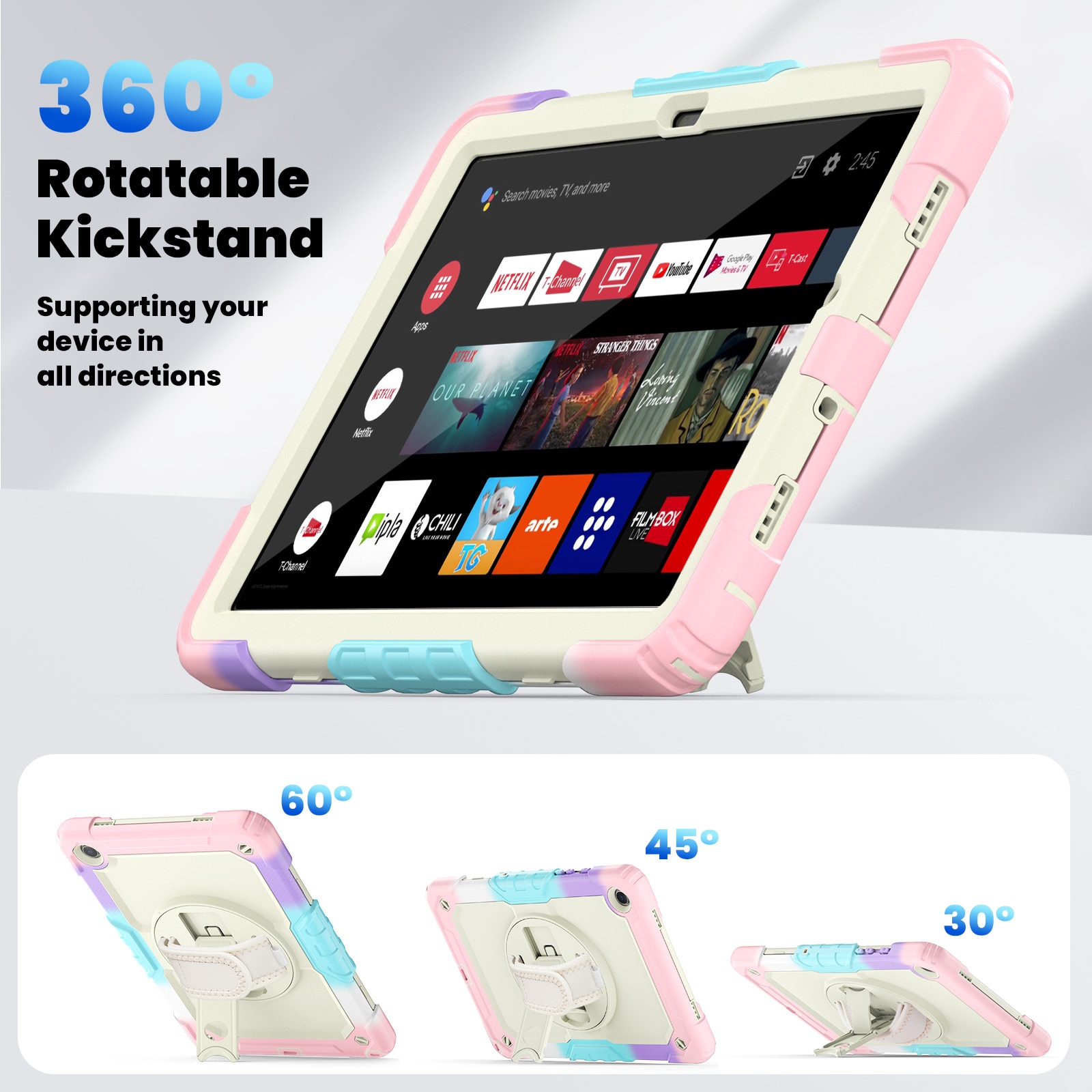 Husa Pentru Samsung Galaxy Tab A9+/ A9 Plus 11 inch 2023 (SM-X210/X216/X218), Cu Stilou Optic Universal (Nereincarcabil), Protectie Pentru Ecran/Curea De Mana/Suport Stilou, Rezistenta La Socuri, Roz