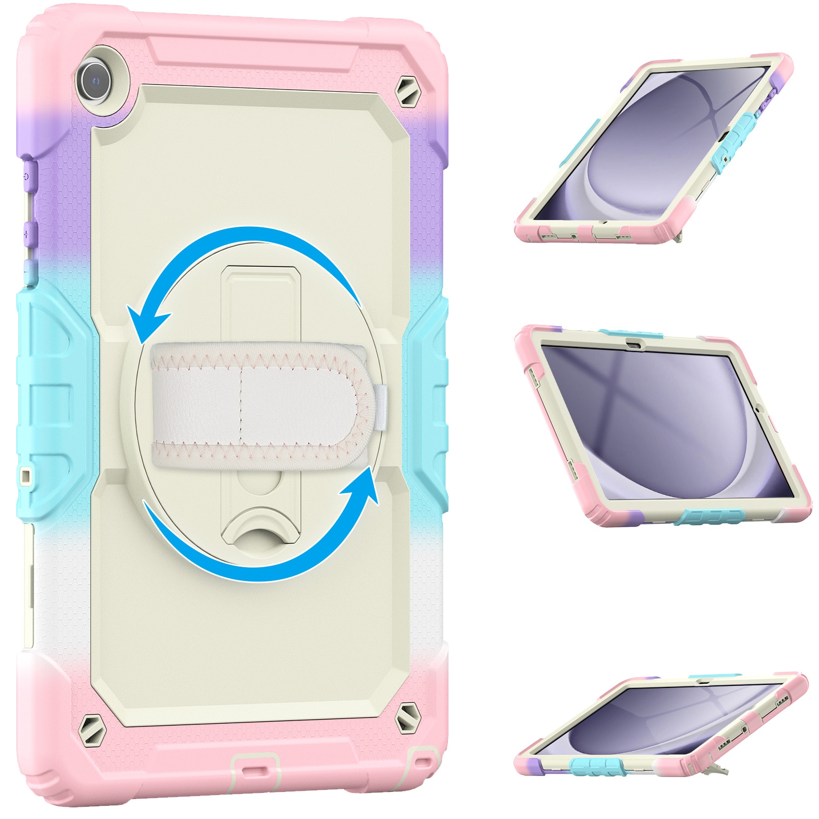 Husa Pentru Samsung Galaxy Tab A9+/ A9 Plus 11 inch 2023 (SM-X210/X216/X218), Cu Stilou Optic Universal (Nereincarcabil), Protectie Pentru Ecran/Curea De Mana/Suport Stilou, Rezistenta La Socuri, Roz