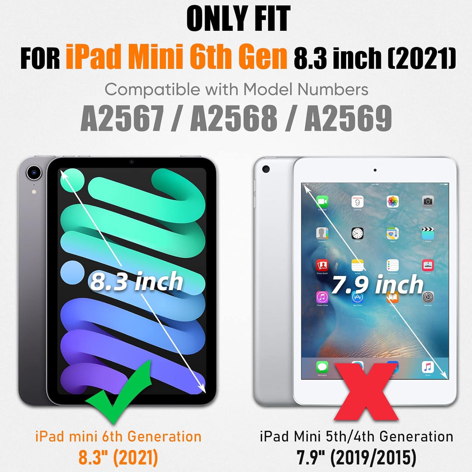 Husa Pentru iPad Mini 6 8.3 inchi (Model: A2567/A2568/A2569) Versiunea 2021, Cu Stilou Optic Universal (Nereincarcabil), Carcasa De Protectie Rezistenta La Soc, Rezistenta La Soc, Negru