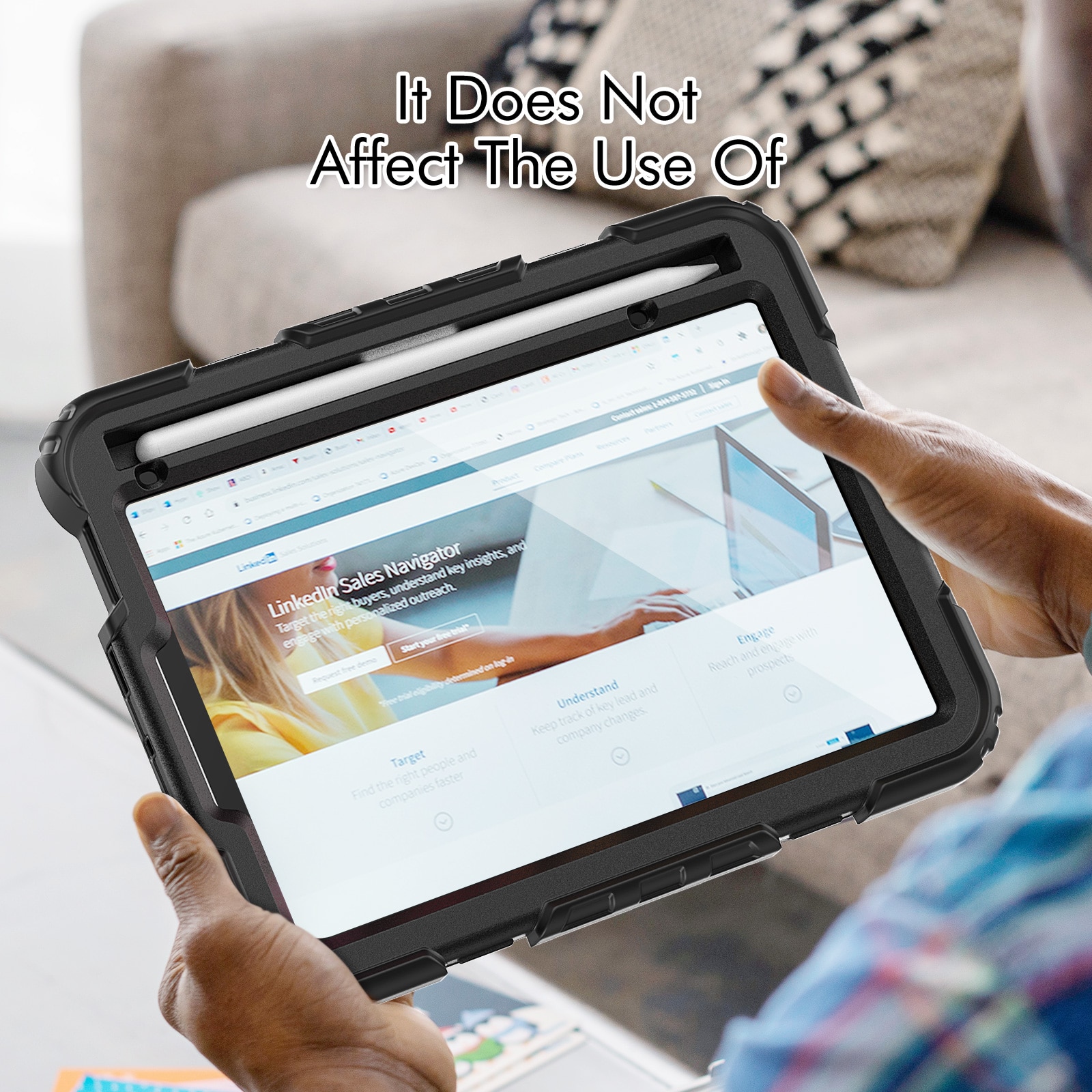 Husa Pentru iPad Mini 6 8.3 inchi (Model: A2567/A2568/A2569) Versiunea 2021, Cu Stilou Optic Universal (Nereincarcabil), Carcasa De Protectie Rezistenta La Soc, Rezistenta La Soc, Negru