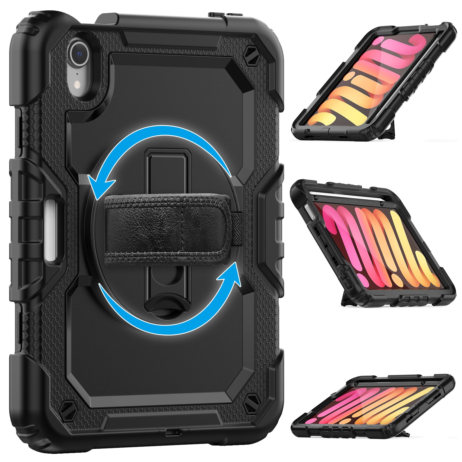 Husa Pentru iPad Mini 6 8.3 inchi (Model: A2567/A2568/A2569) Versiunea 2021, Cu Stilou Optic Universal (Nereincarcabil), Carcasa De Protectie Rezistenta La Soc, Rezistenta La Soc, Negru