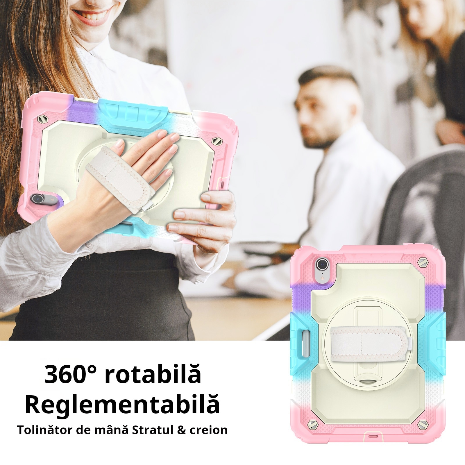 Husa Pentru iPad Mini 6 8.3 inchi (Model: A2567/A2568/A2569) Versiunea 2021, Cu Stilou Optic Universal (Nereincarcabil), Carcasa De Protectie Rezistenta La Soc, Rezistenta La Soc, Roz