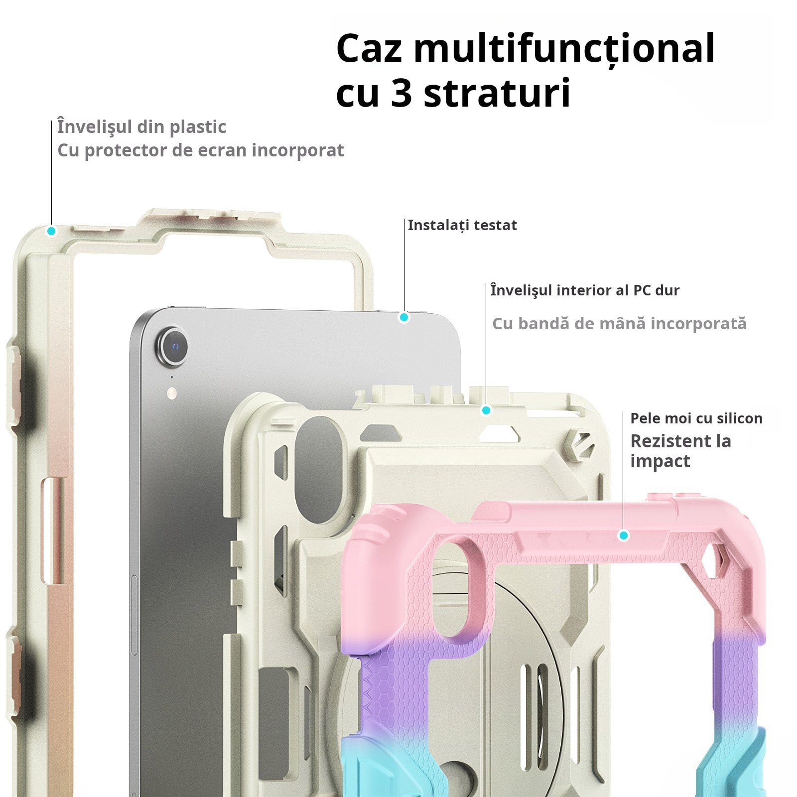 Husa Pentru iPad Mini 6 8.3 inchi (Model: A2567/A2568/A2569) Versiunea 2021, Cu Stilou Optic Universal (Nereincarcabil), Carcasa De Protectie Rezistenta La Soc, Rezistenta La Soc, Roz