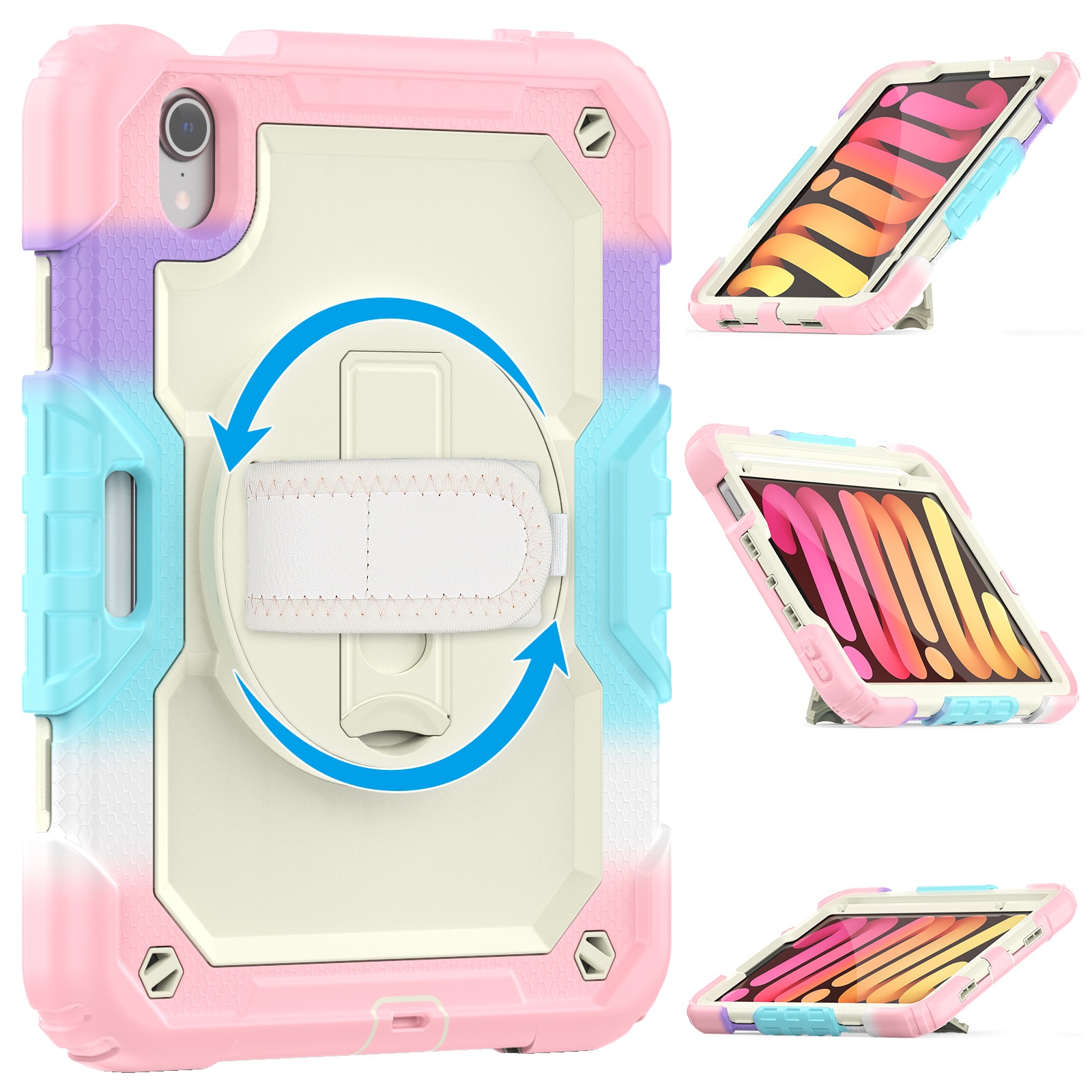 Husa Pentru iPad Mini 6 8.3 inchi (Model: A2567/A2568/A2569) Versiunea 2021, Cu Stilou Optic Universal (Nereincarcabil), Carcasa De Protectie Rezistenta La Soc, Rezistenta La Soc, Roz